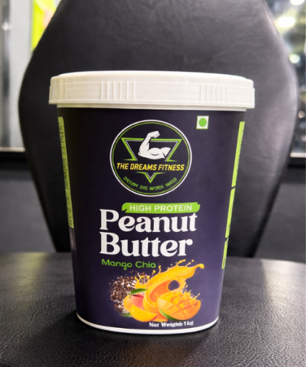 The Dreams Fitness High Protein Peanut Butter – Mango Chia | 1kg Healthy Gym Peanut Butter Spread